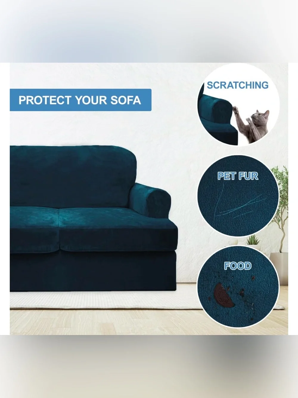 New peacock blue velvet armchair cover